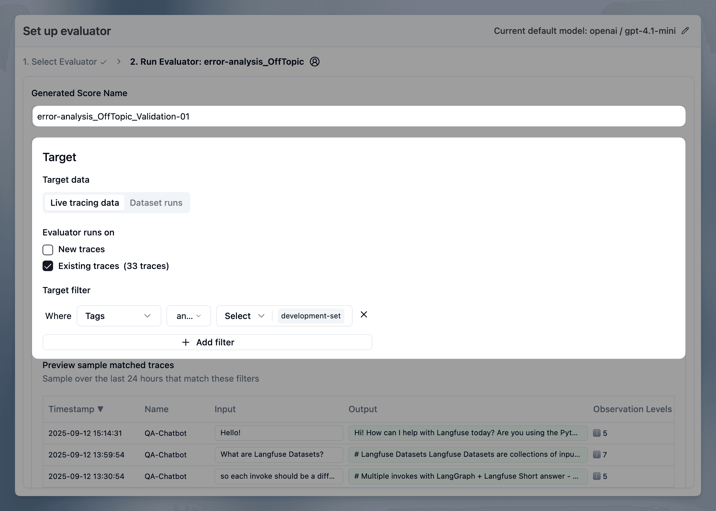 Evaluator Setup